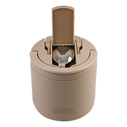 Oasis Stainless Steel Double Wall Insulated Food Flask with Quick Release Lid & Spork 550ml Latte image 5 – thumbnail