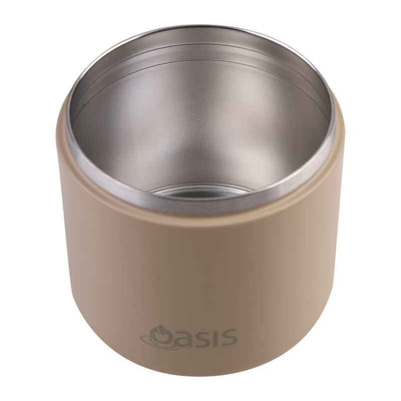 Oasis Stainless Steel Double Wall Insulated Food Flask with Quick Release Lid & Spork 550ml Latte image 6