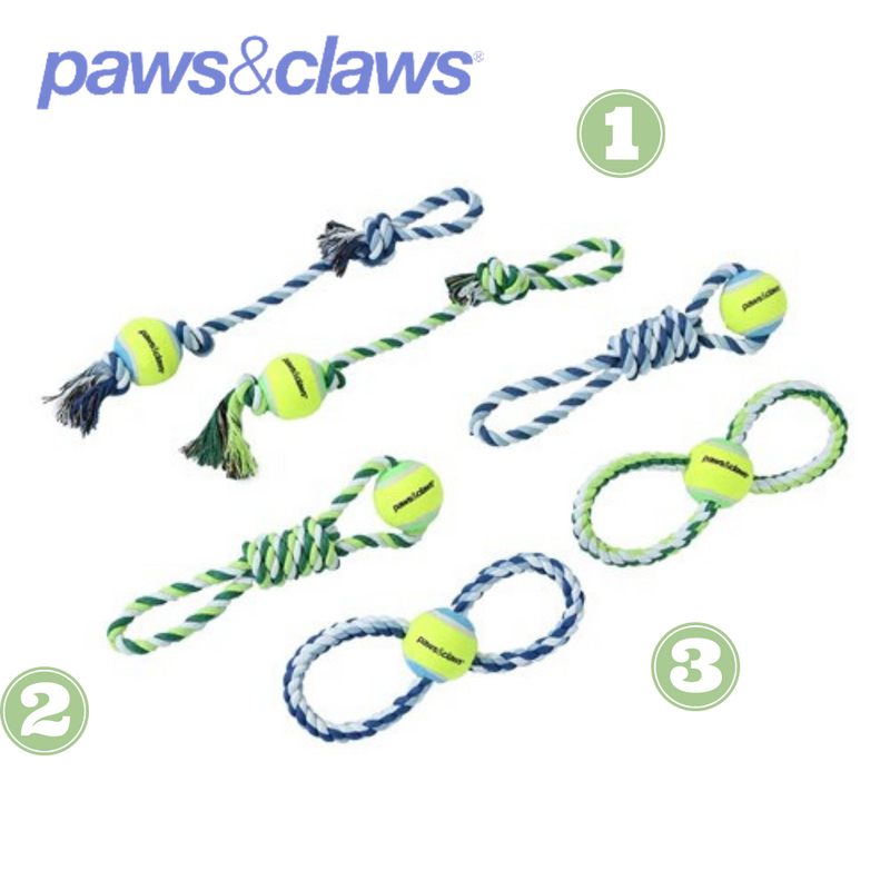 Rope & Tennis Ball Tugger 3 Asstd 29cm