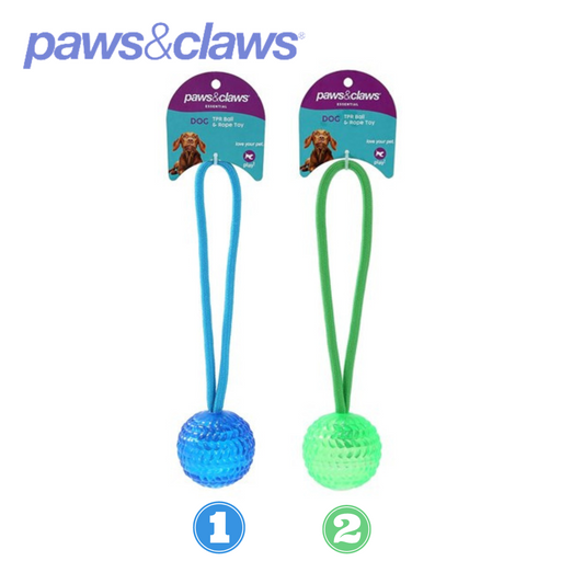TPR Ball & Rope Toy 2 Asstd 28cm