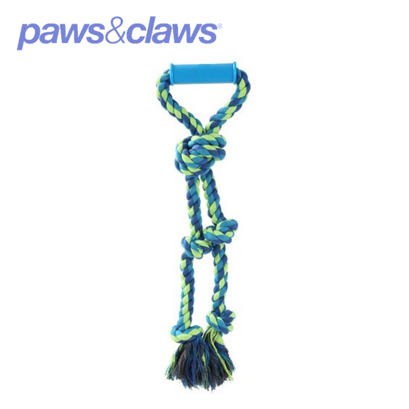 Twin Knotted Rope Tugger Toy W/ Handle 50cm