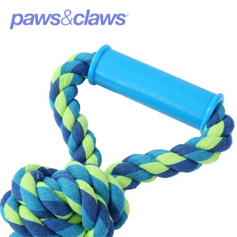 Twin Knotted Rope Tugger Toy W/ Handle 50cm