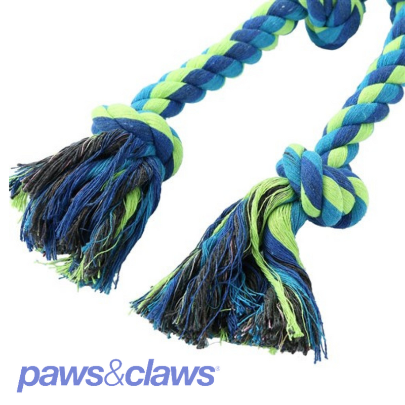 Twin Knotted Rope Tugger Toy W/ Handle 50cm