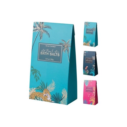 150g of scented bath salts packed inside a gift box