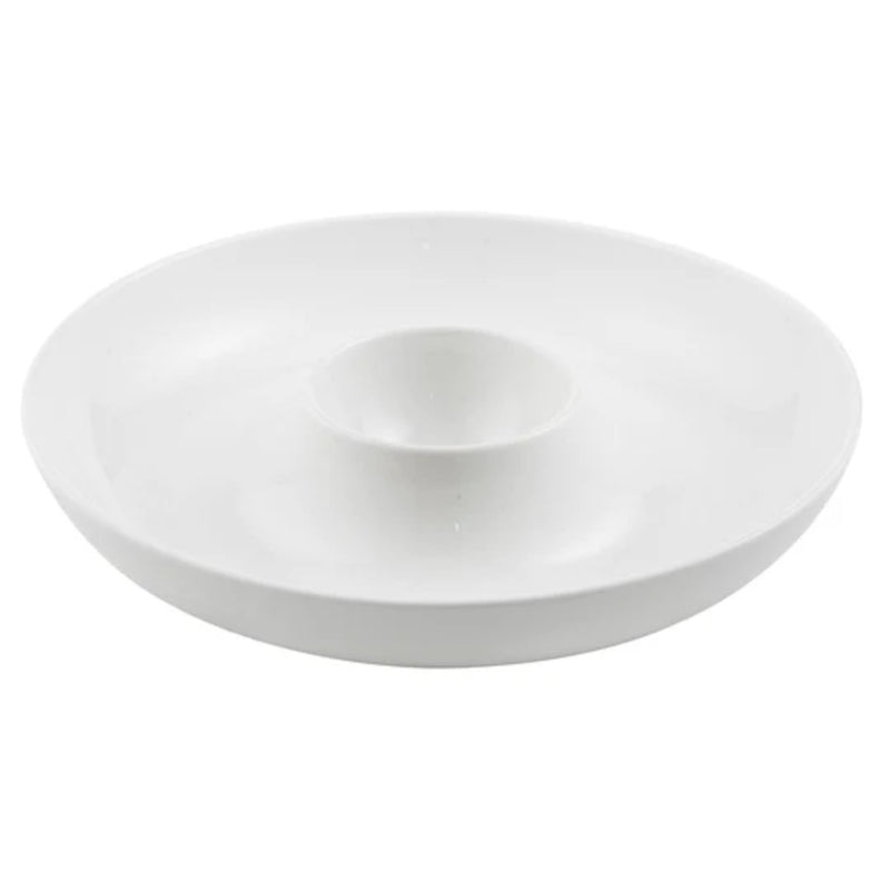 Round chip and dip platter with central bowl