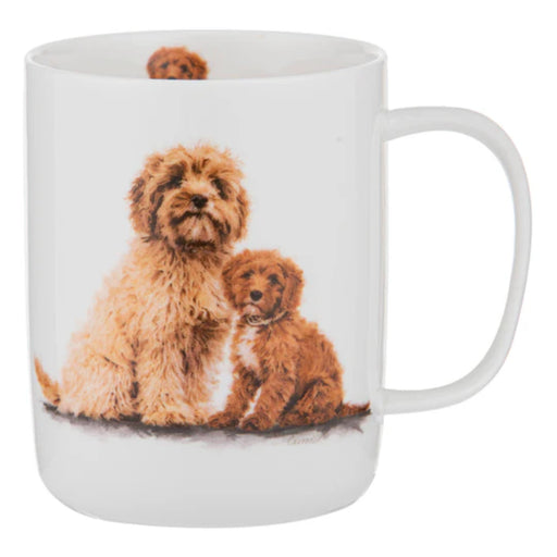 Cavoodle dog ceramic mug on table