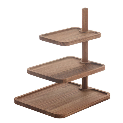 Rectangular three tier serving stand with assorted bites