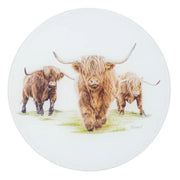 Round heat resistant surface protector with cattle art