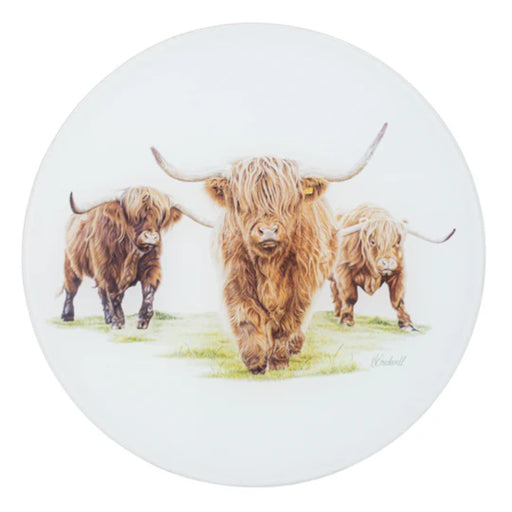 Round heat resistant surface protector with cattle art