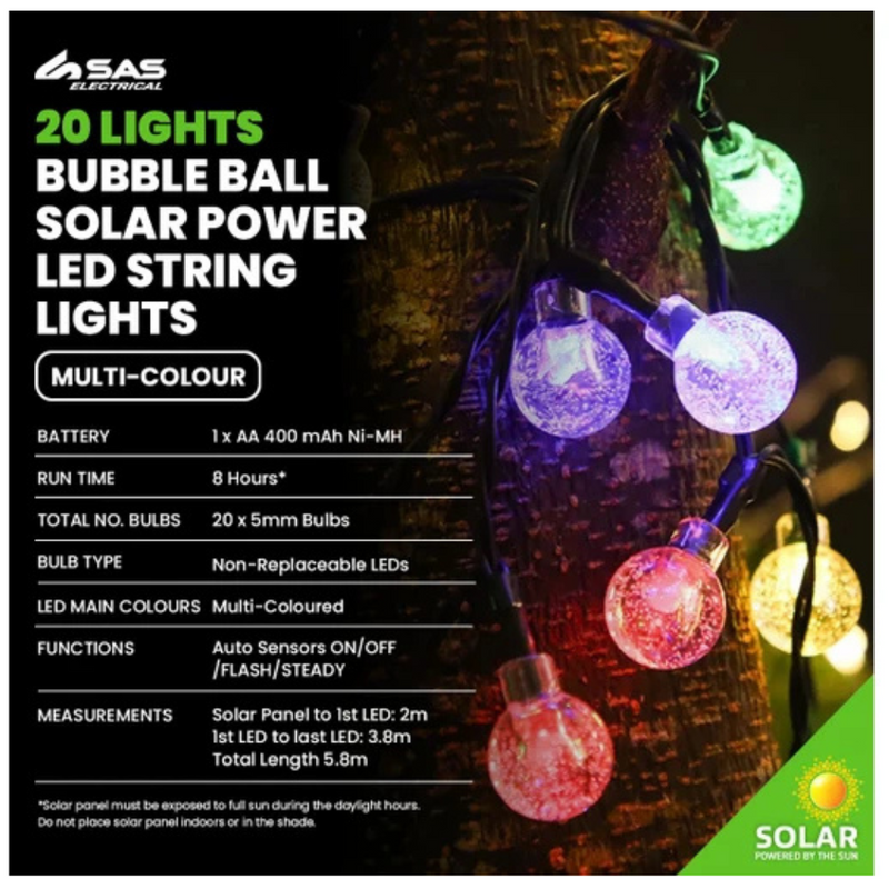 Fairy String Light Solar Ball Bubble 20 LED