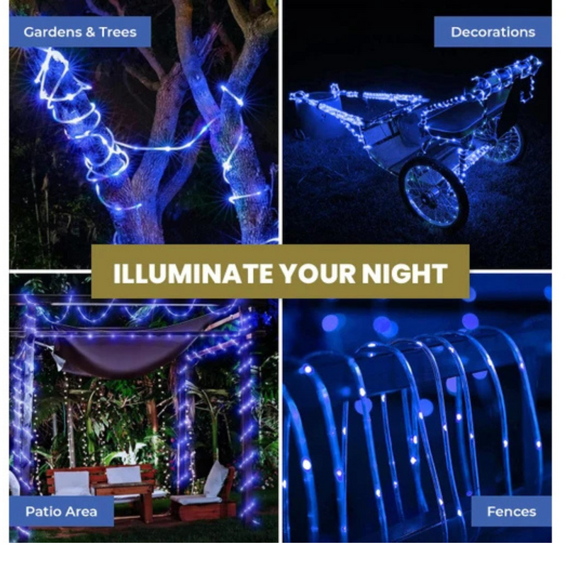 Solar Blue Lights Rope Rope Light Solar 100 LED Blue — Ronis