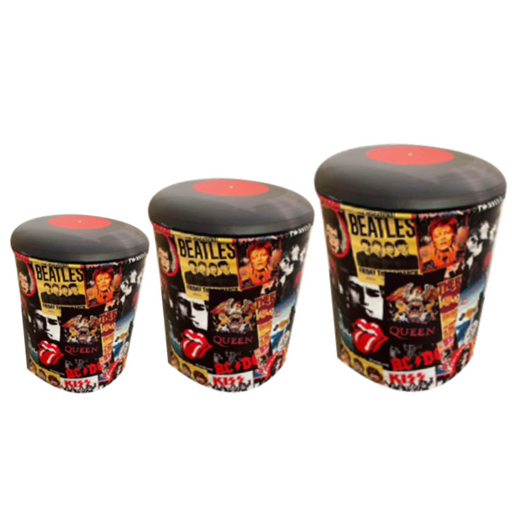 Rock and Roll Set of 3 Tin Ottomans