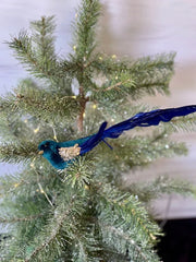 Emerald Velour Bird 5x5x25cm – thumbnail