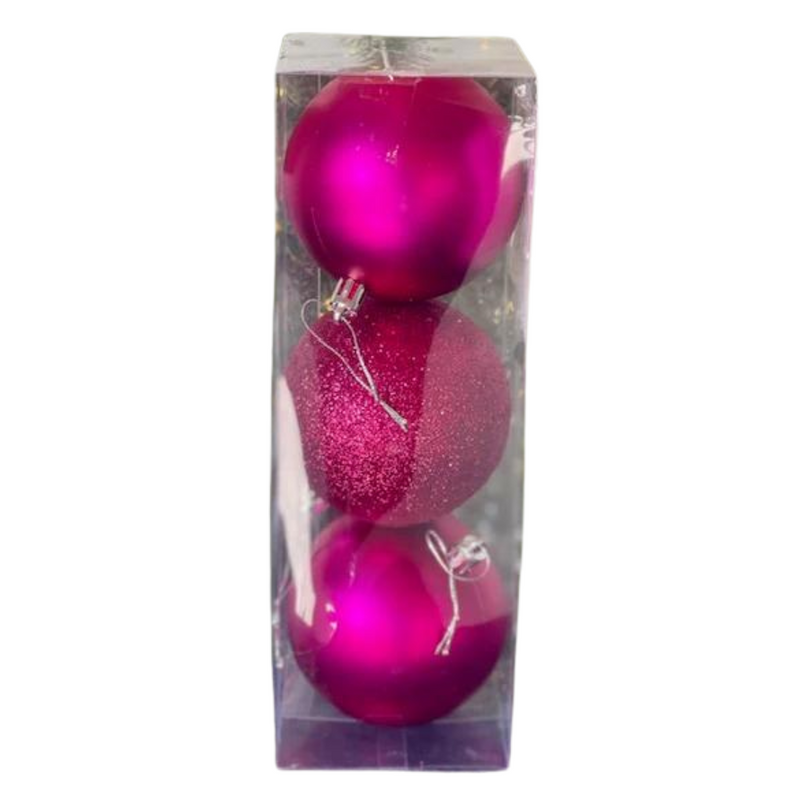 Baubles Magenta 8cm 3pk