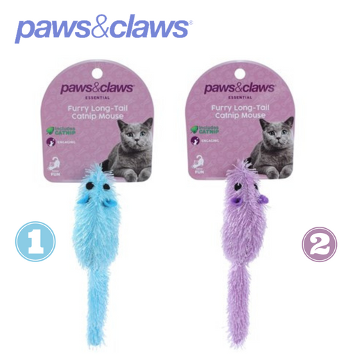 Furry Long-Tail Mouse Cat Toy 2 Asstd 17cm