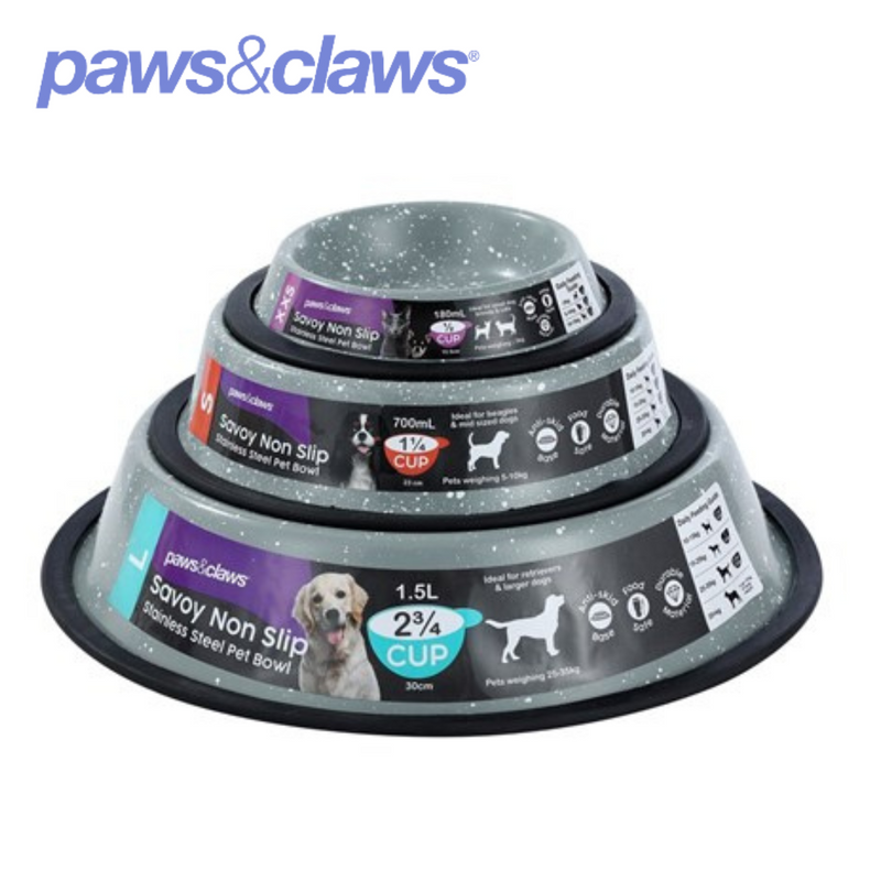 Savoy Non-Slip S/Steel Pet Bowl Grey 15.5cm 180ml