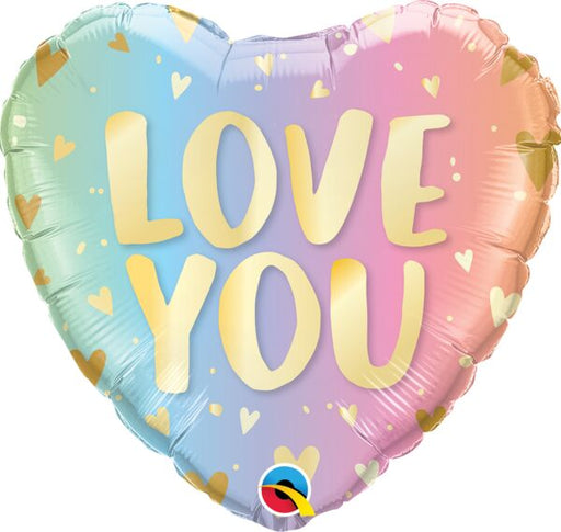 Heart Love You Pastel Ombre & Hearts Foil Balloon 45cm