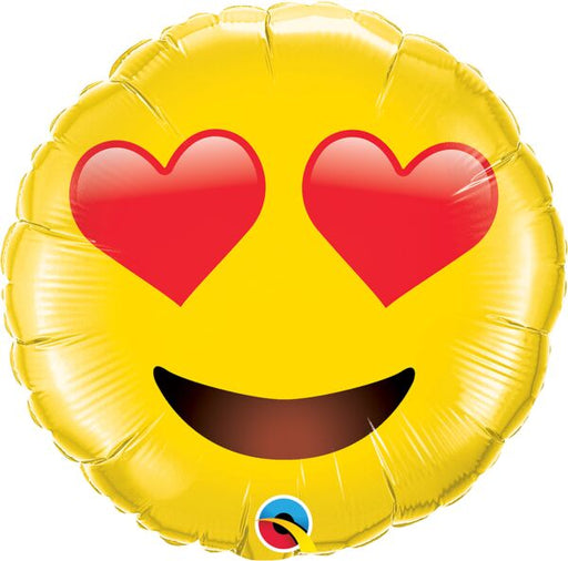 Smiley Face With Heart Eyes Foil Balloon 71cm