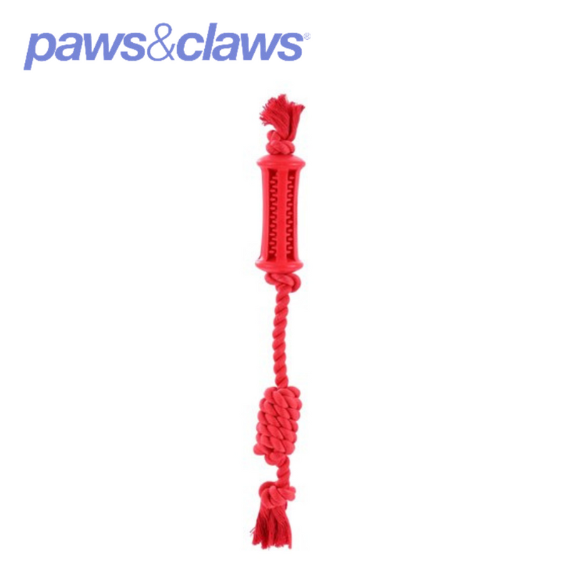 Flavour-Bone Rope Tugger Beef Flavoured Rubber Toy Red