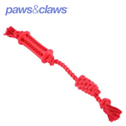 Flavour-Bone Rope Tugger Beef Flavoured Rubber Toy Red