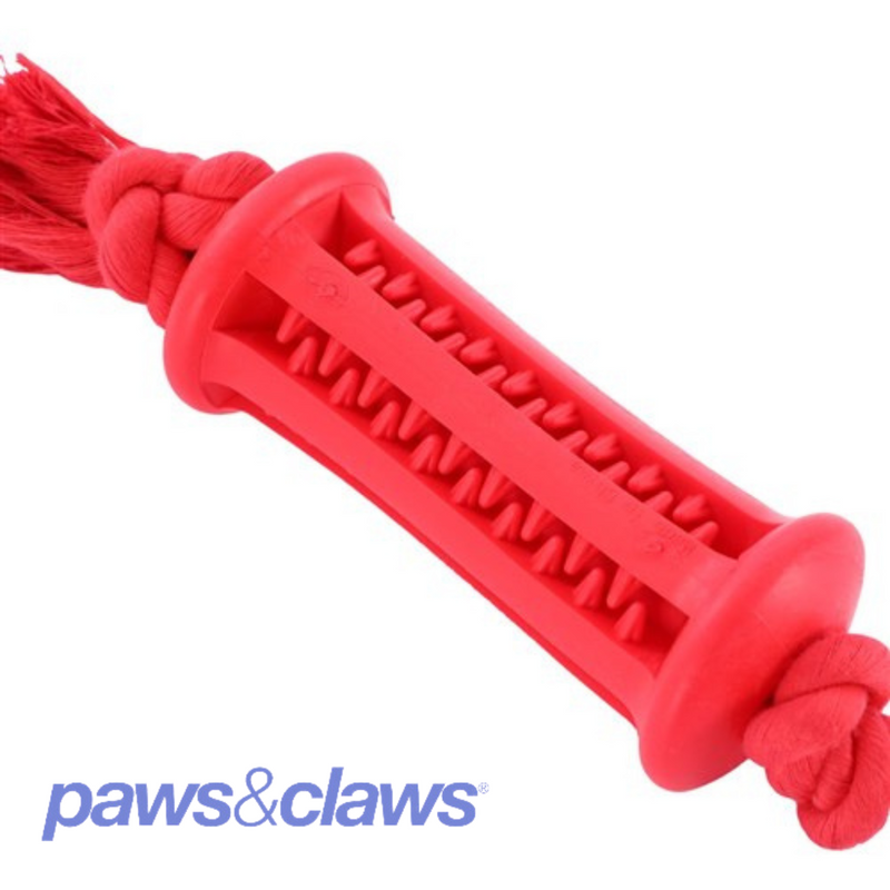 Flavour-Bone Rope Tugger Beef Flavoured Rubber Toy Red