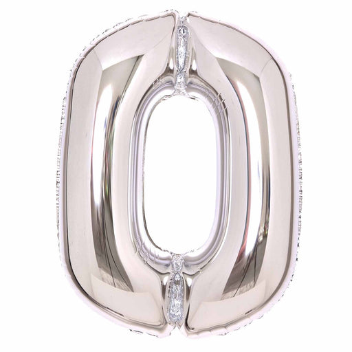 Silver Number 0 foil balloon