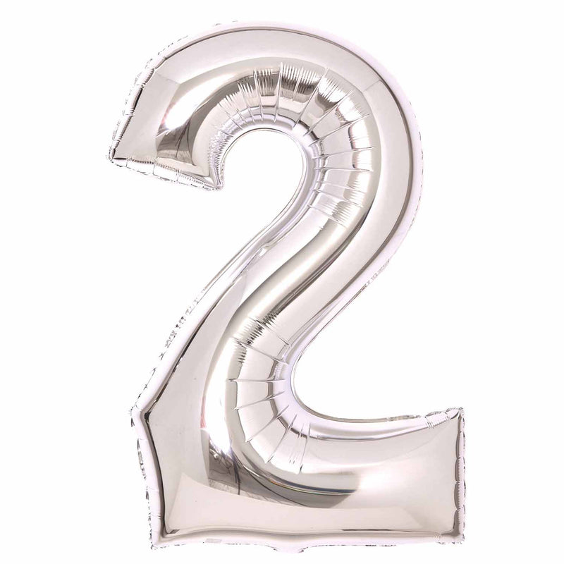 Silver number 2 foil balloon