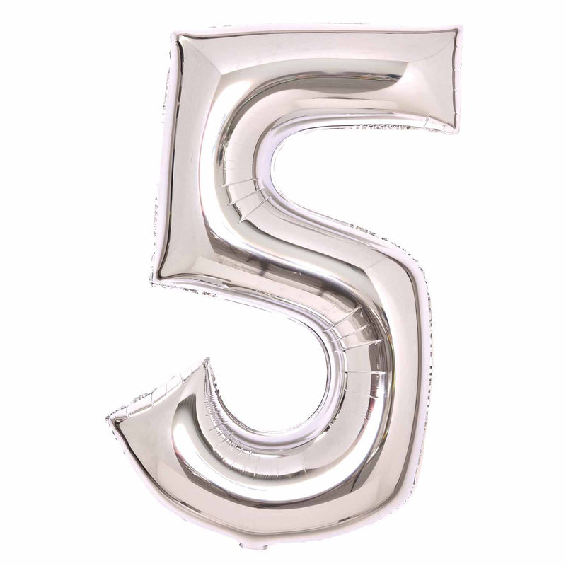 Silver Number 5 foil balloon