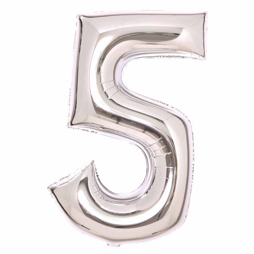 Silver Number 5 foil balloon