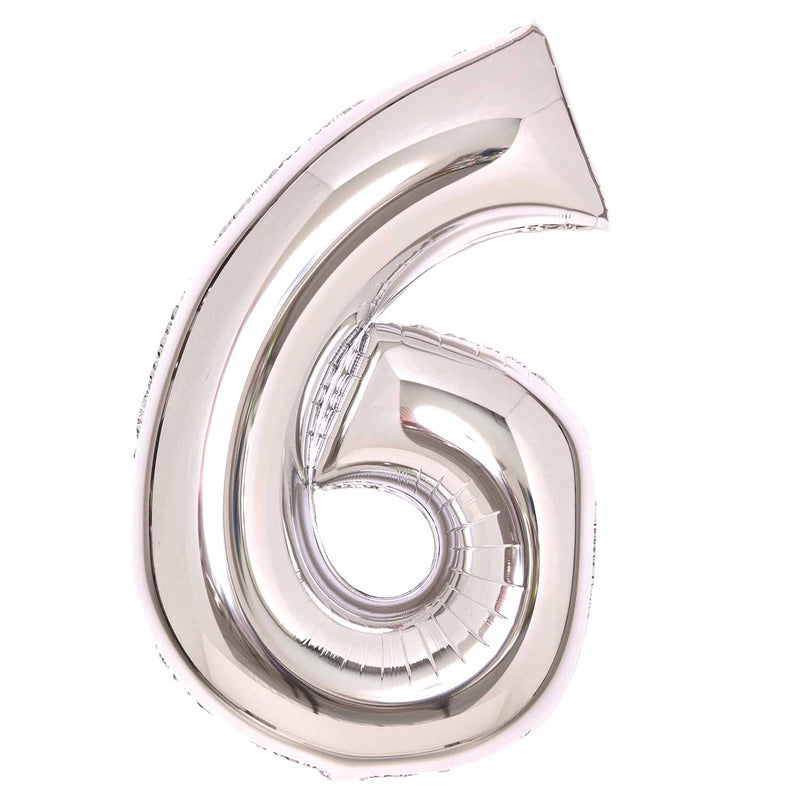 Silver Number 6 foil balloon