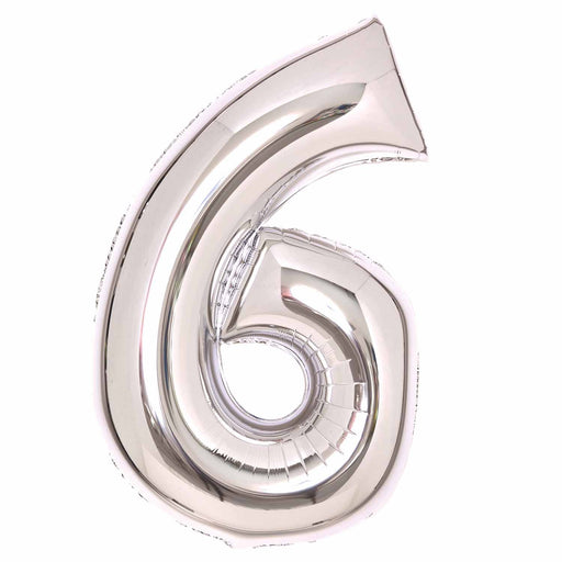 Silver Number 6 foil balloon