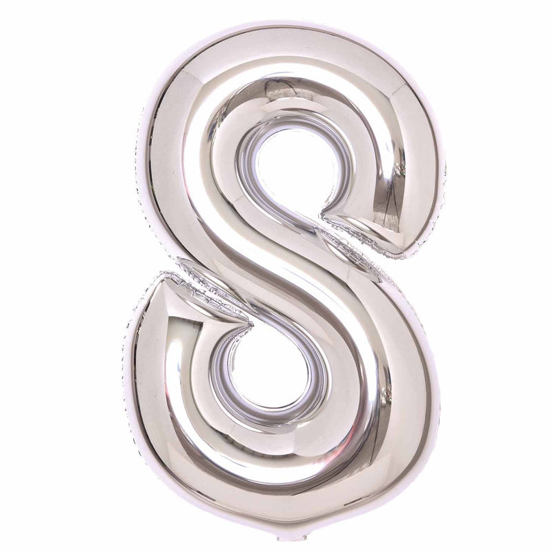 Silver Number 8 foil balloon