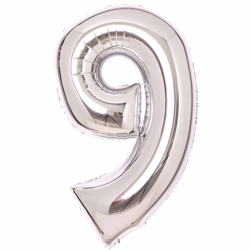 Silver Number 9 foil balloon
