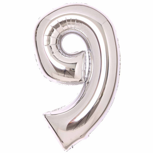 Silver Number 9 foil balloon