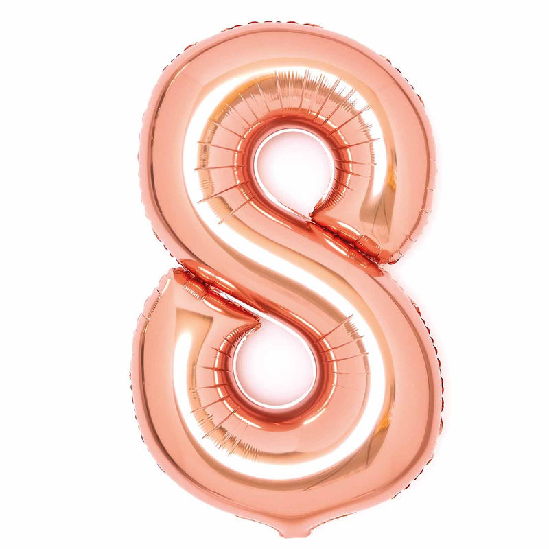 Rose gold number 8 foil balloon
