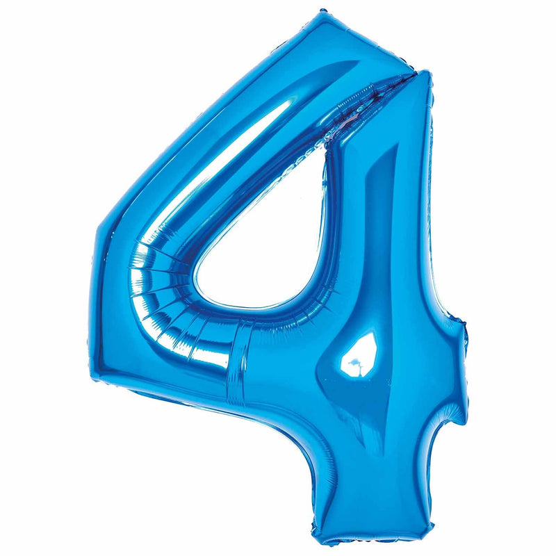 Blue Number 4 foil balloon