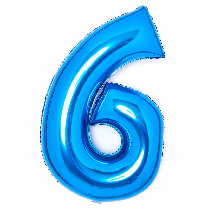 Blue Number 6 foil balloon