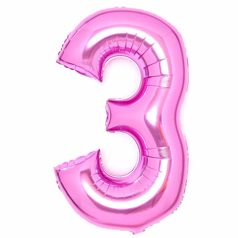 Pink Number 3 foil balloon