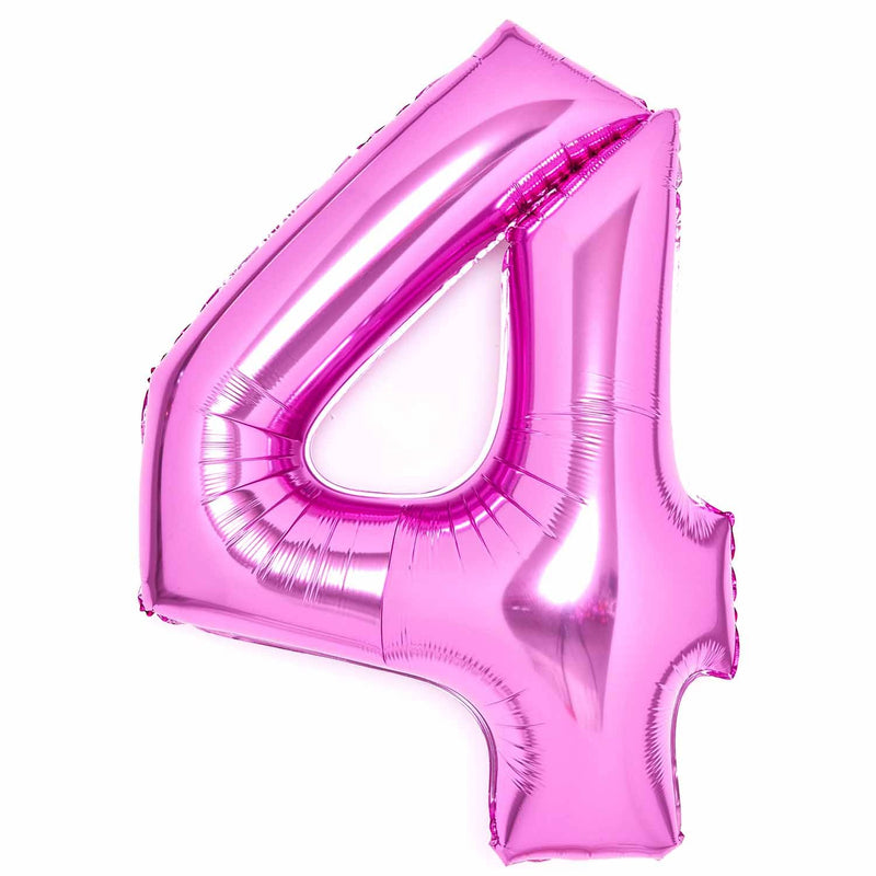 Pink Number 4 foil balloon