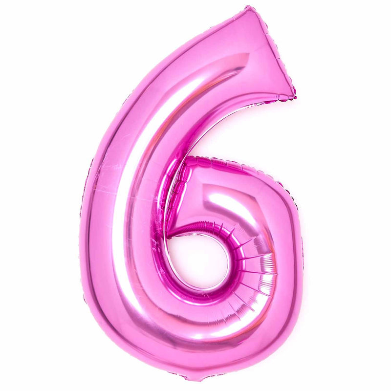 Pink Number 6 foil balloon