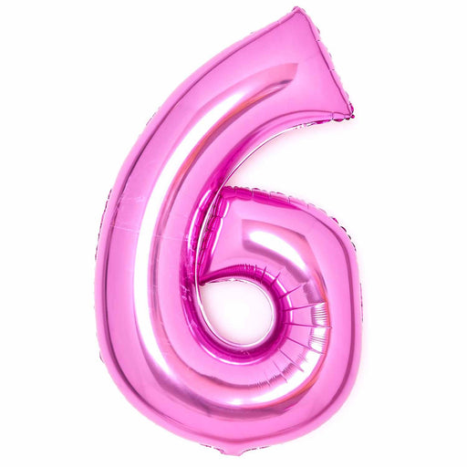 Pink Number 6 foil balloon