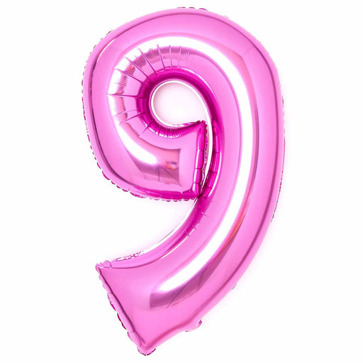 Pink Number 9 foil balloon