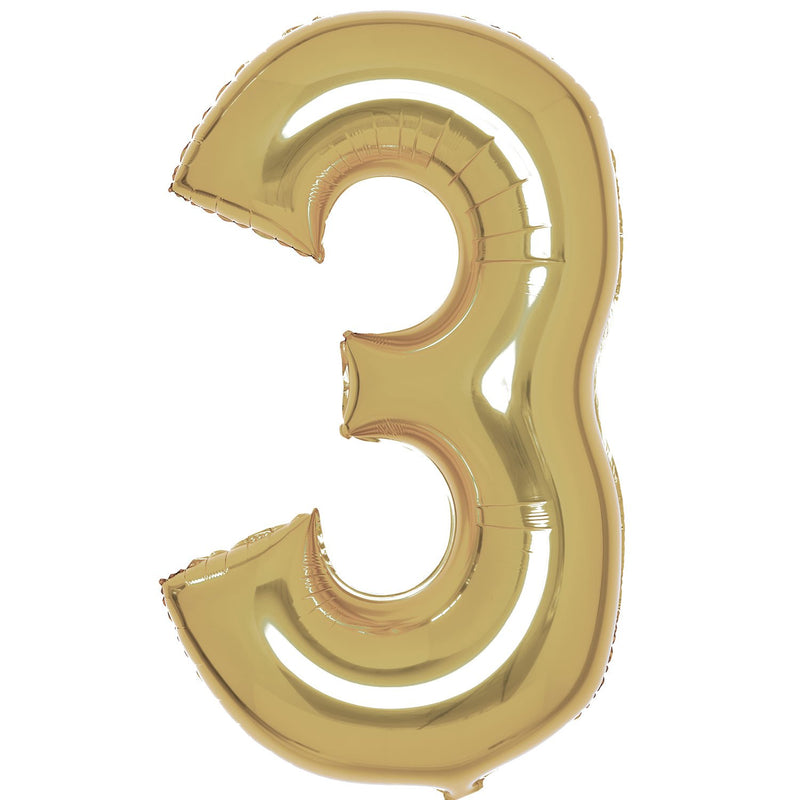 White Gold Number 3 foil balloon