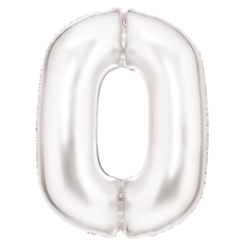 White Number 0 foil balloon