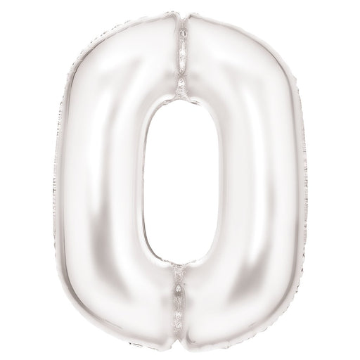 White Number 0 foil balloon