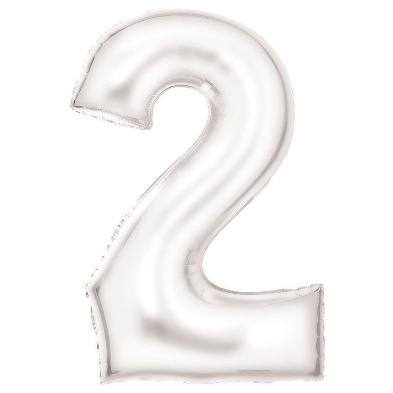 White number 2 foil balloon