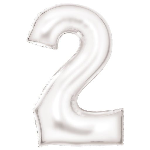 White number 2 foil balloon
