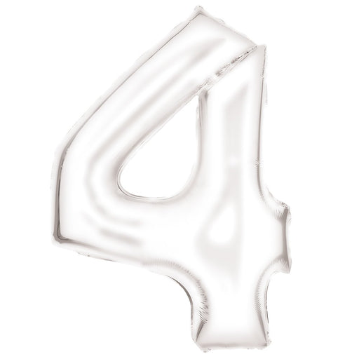White Number 4 foil balloon