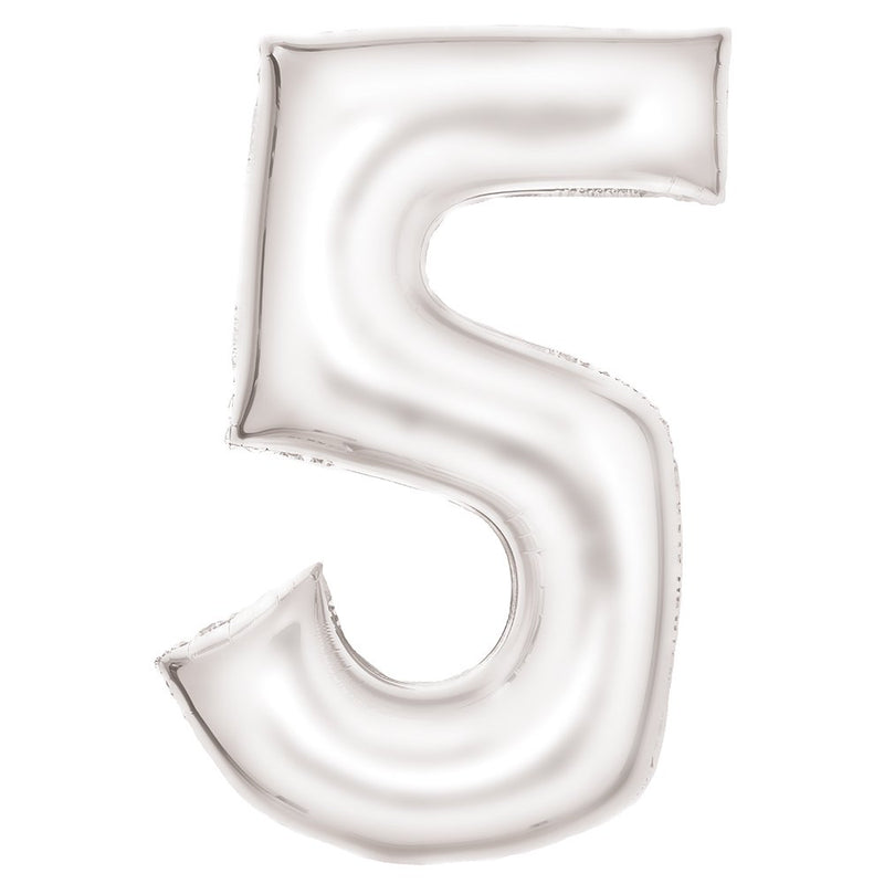 Silk Lustre White Number 5 foil balloon