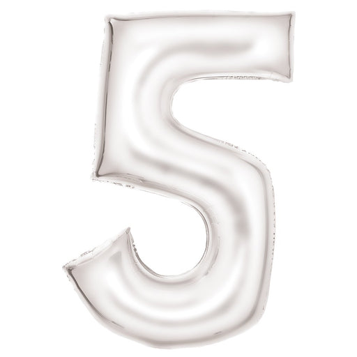Silk Lustre White Number 5 foil balloon